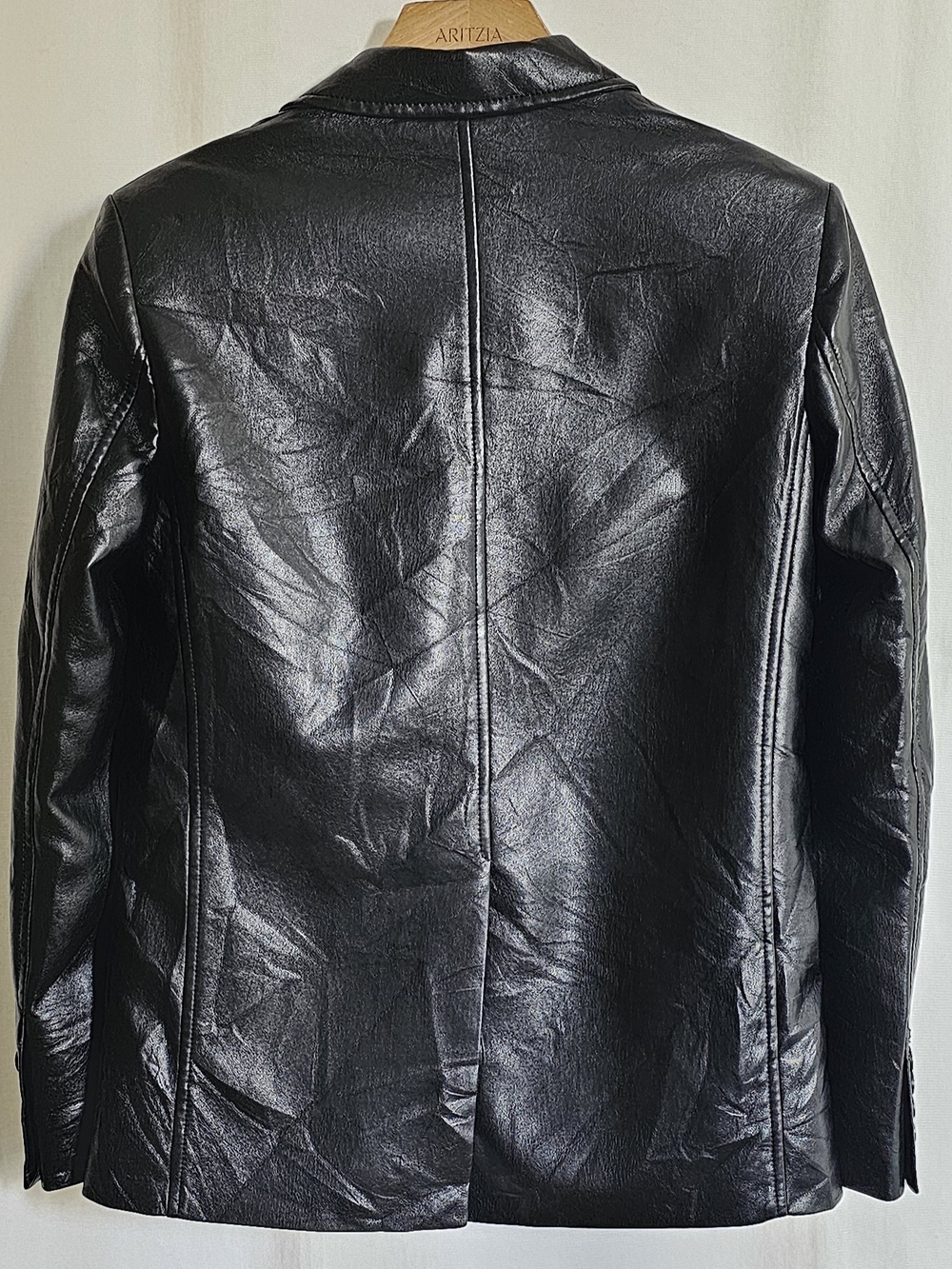 Aritzia Babaton Black Faux Leather Agency Blazer Jacket - Picture 5 of 16